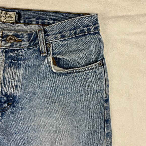 American Eagle Rigid Denim Blue Jeans Size 12 Long Light Wash Distressed Vintage - Picture 7 of 16
